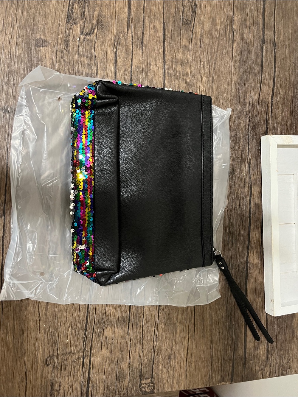 Black Tote Bag with Iridescent Tassel - Picture 6 of 6